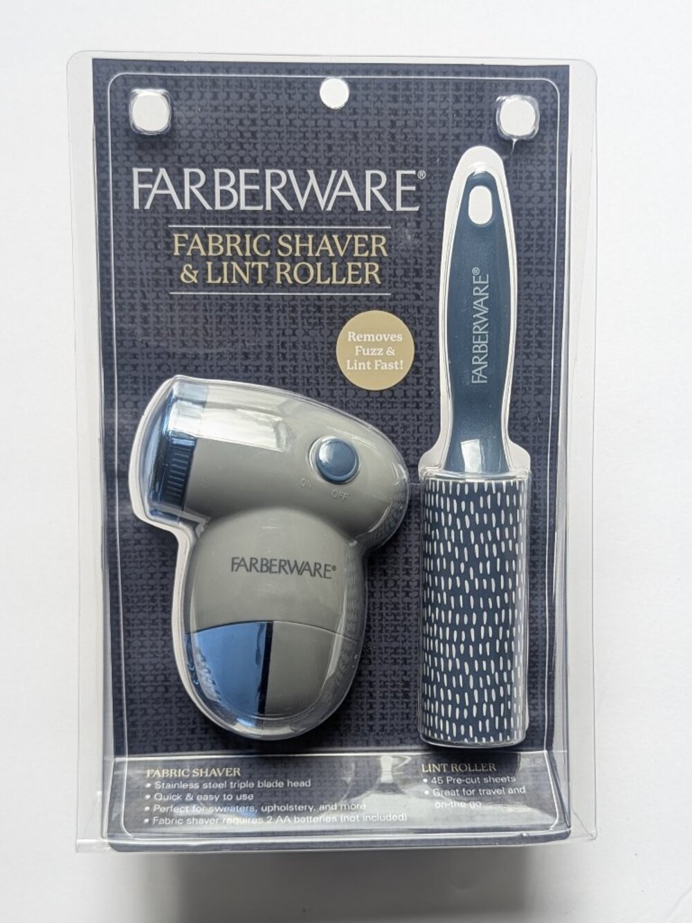 Farberware Fabric Shaver Lint Roller Set Battery Operated Clothing Depiller New